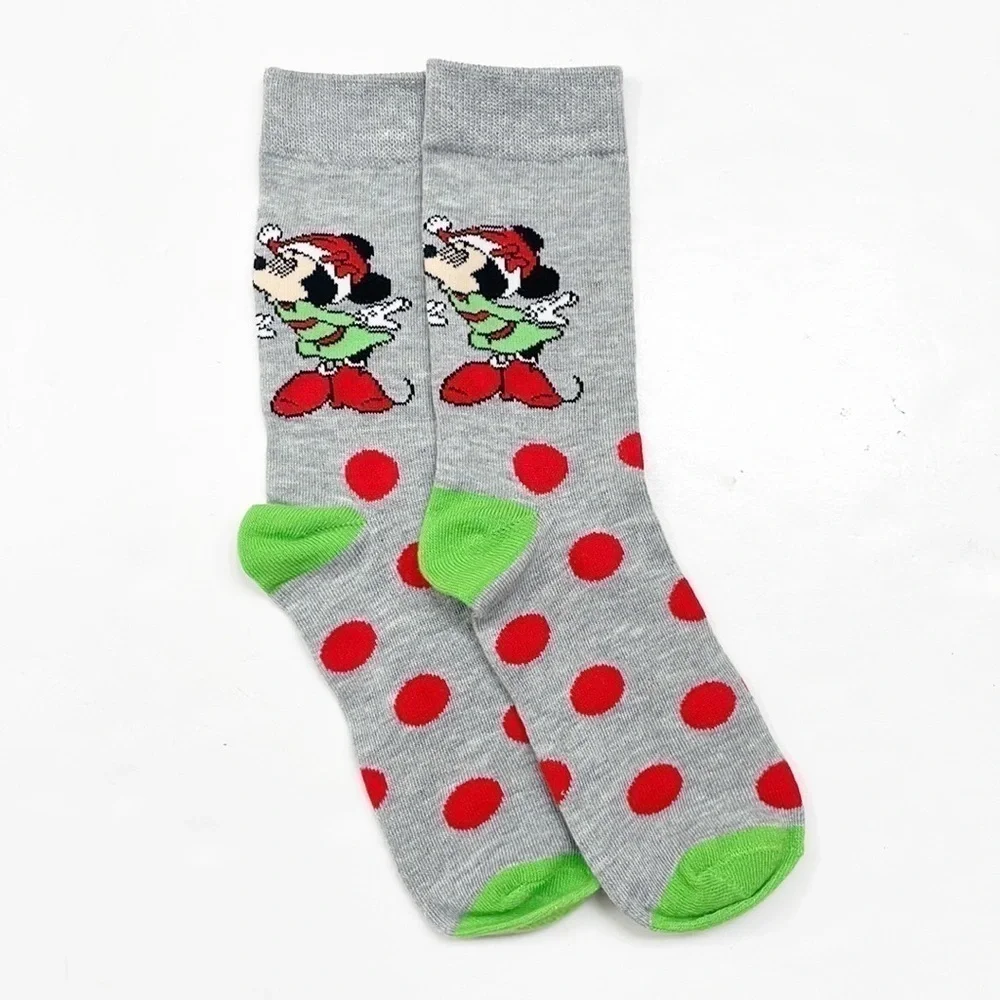 Mickey Mouse Christmas polkadot print novelty crew socks